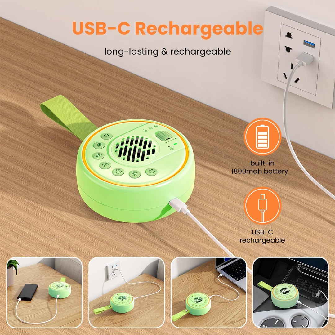 Lemnoi White Noise Machine Tragbare Einschlafhilfe Babys Geräuschmaschine weisses rauschen mit 22 be