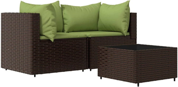 Tidyard 3-TLG. Balkonlounge Set Rattan, Gartensofa Rattansofa Gartenlounge Ecksofa Sofa mit Kissen P