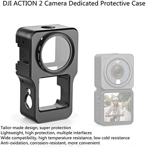 Honbobo Metall Cage Käfig für DJI Action 2, Schutz Rahmen Gehäuse + UV Filter + Base Adapter für DJI