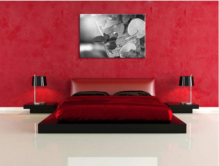 Pixxprint Mojito Cocktail als Leinwandbild/Grösse: 100x70 / Wandbild/Kunstdruck/fertig bespannt, 100