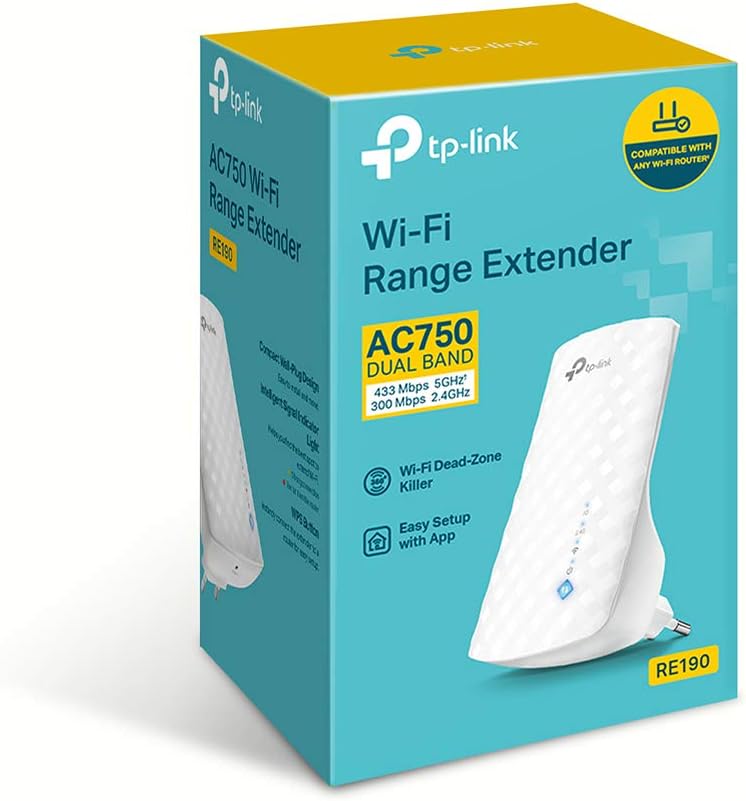 TP-Link RE190 AC750 WLAN-Repeater, 433 Mbps 5 GHz, Weiss Neue Version, Neue Version
