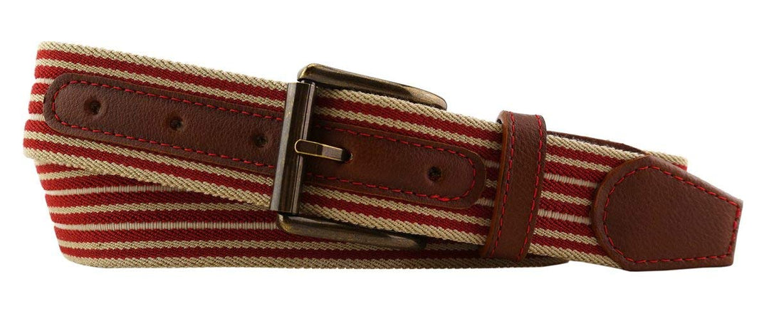 TigerTie hochwertiger Stretchgürtel mit Edelstahl Schnalle und echt Leder Applikationen - Gürtelbrei