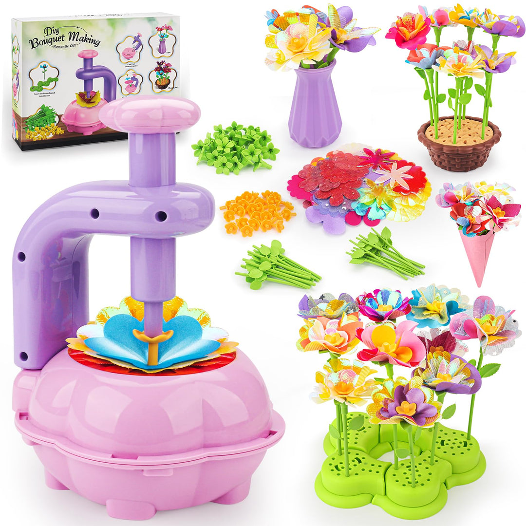 CENOVE Bastelset Kinder ab 4 5 6 7 8 9 10 Jahre, Blumen Basteln Spielzeug mit Blumenmaschine, DIY Mä