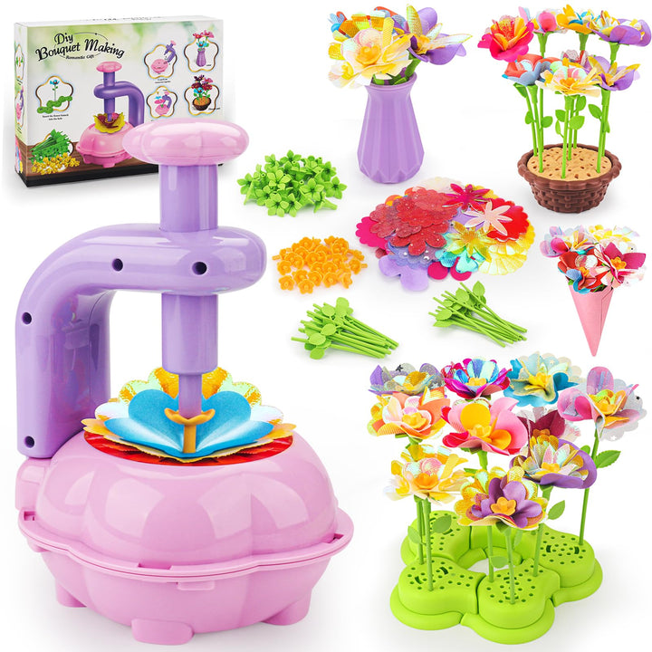 CENOVE Bastelset Kinder ab 4 5 6 7 8 9 10 Jahre, Blumen Basteln Spielzeug mit Blumenmaschine, DIY Mä