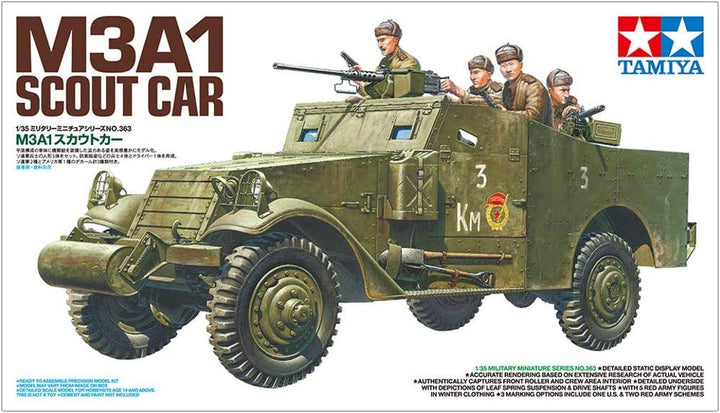 TAMIYA 35363 - 1:35 US M3A1 Scout car/Spähwagen, Modellbau, Plastik Bausatz, Hobby, Basteln, Kleben,