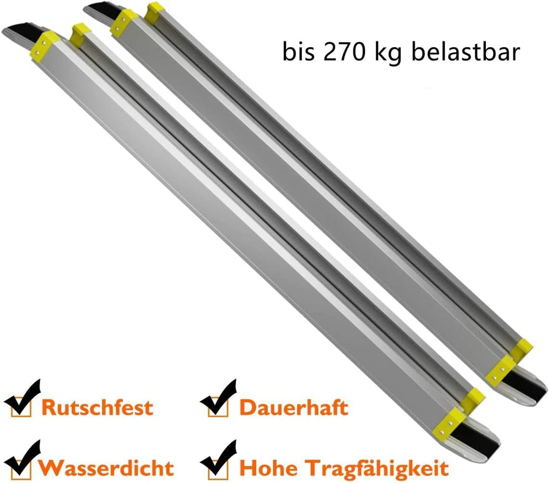 GYMAX 2 x Auffahrrampe Alu, Rutschfeste Auffahrschiene Teleskoprampe, Laderampe Rollstuhlrampe bis 2