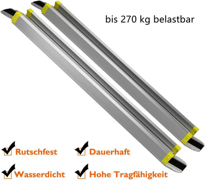 GYMAX 2 x Auffahrrampe Alu, Rutschfeste Auffahrschiene Teleskoprampe, Laderampe Rollstuhlrampe bis 2