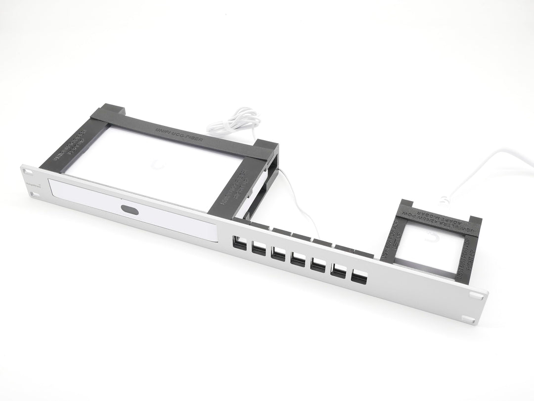 Rack Mount for Ubiquiti UCG-Fiber - 7 Keystone Slots - Powr Brackets 19inch silbergrau, silbergrau