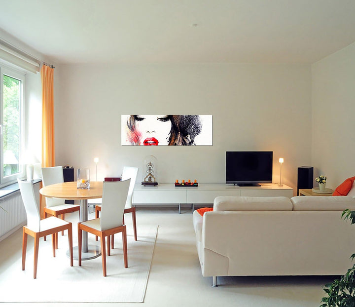 Paul Sinus Art Panoramabild auf Leinwand und Keilrahmen 150x50cm Handmalerei Mädchen Frau Gesicht