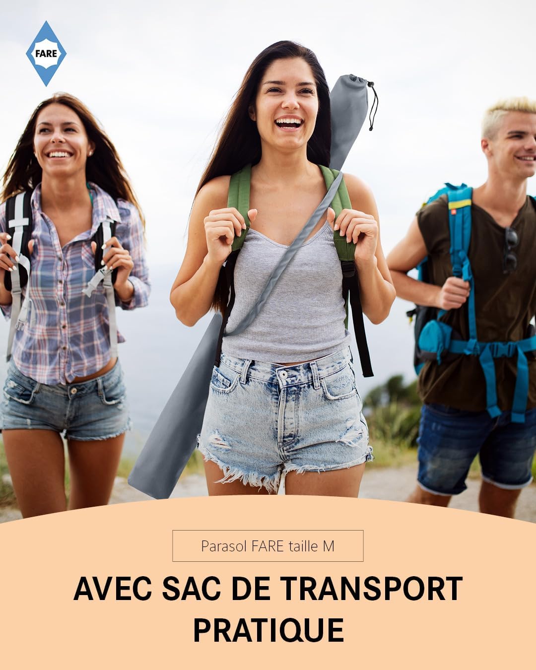 FARE Sonnenschirm Gr. M - 180 cm Durchmesser - UV-Schutz 50+ für Balkon Garten Terrasse Sommer - Tit