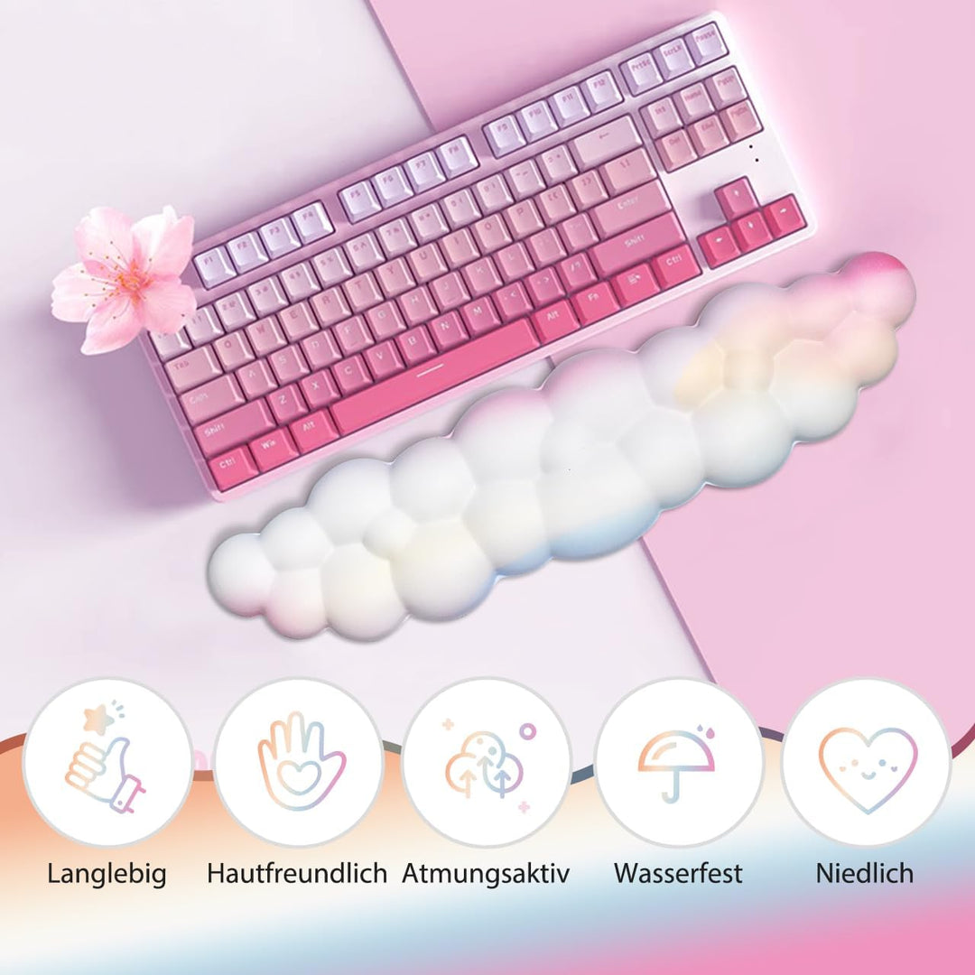 JIKIOU Cloud Handgelenkauflage Tastatur aus Leder mit rutschfester PU-Basis, bequemer Memory-Schaum