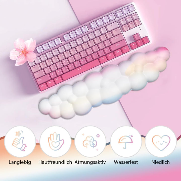 JIKIOU Cloud Handgelenkauflage Tastatur aus Leder mit rutschfester PU-Basis, bequemer Memory-Schaum