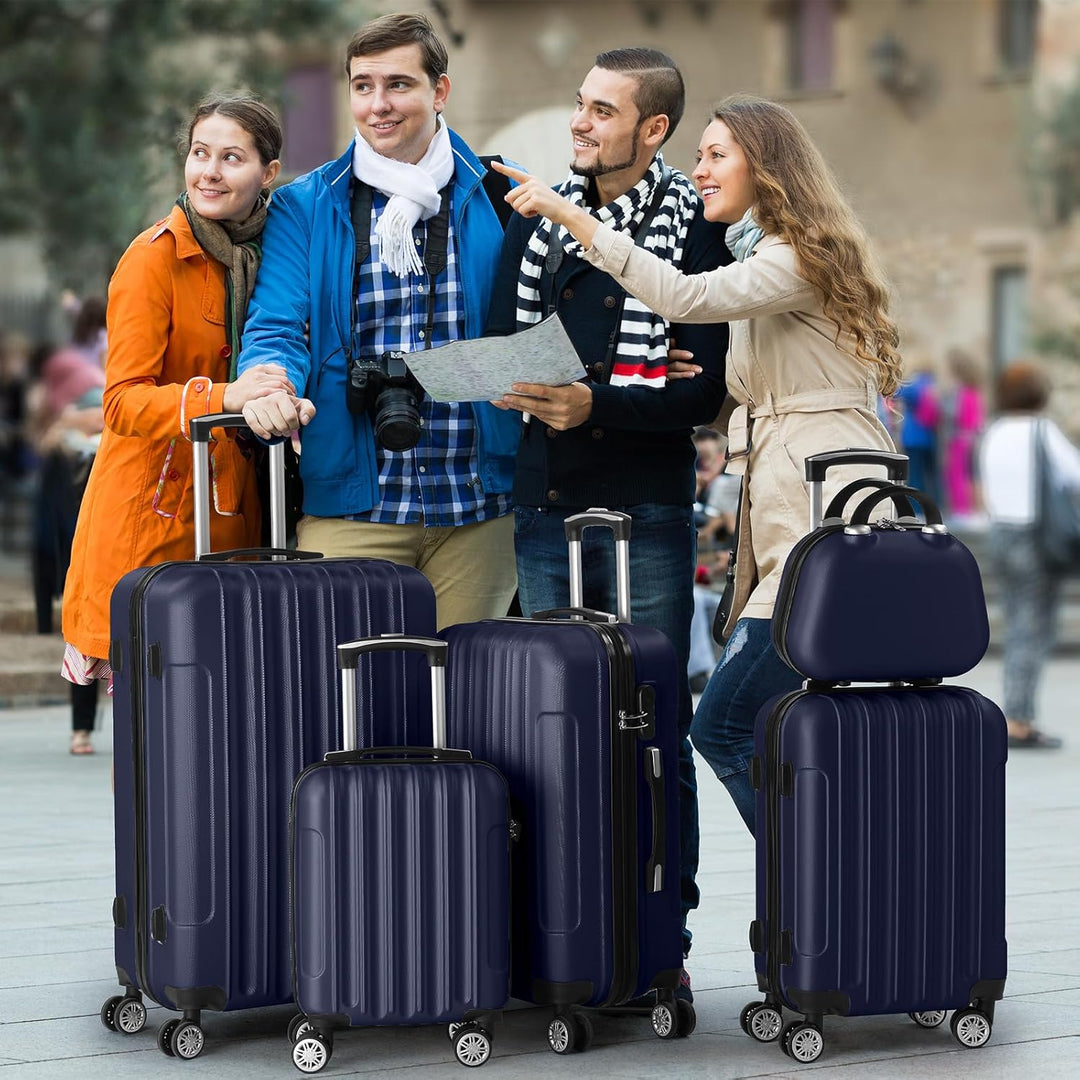 LEADZM Kofferset 5 teilig mit Kosmetikkoffer, Koffer Set Hartschalen-Trolley aus ABS, Reisekoffer Se