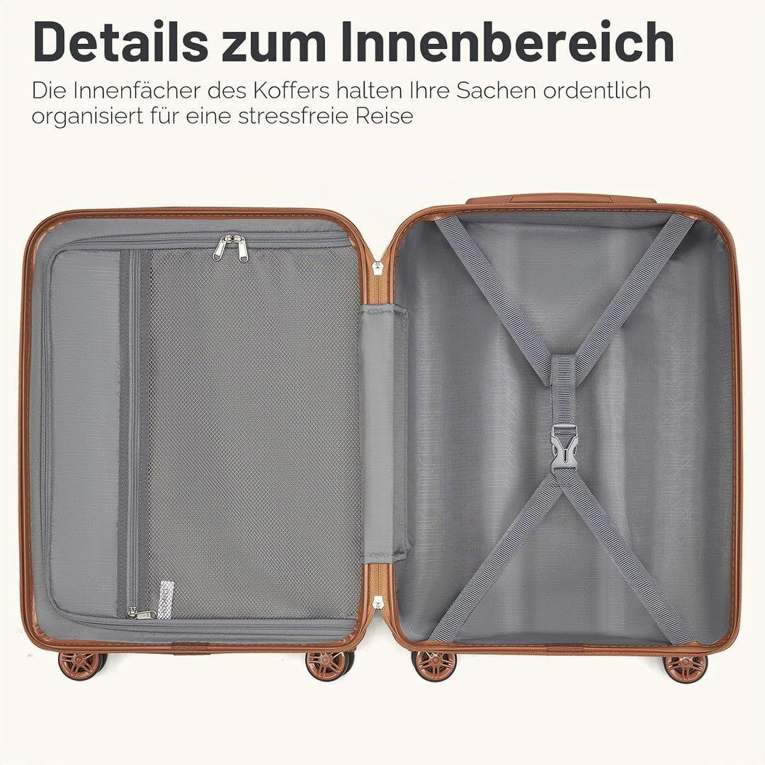 KONO Handgepäck Koffer Trolley Koffer Reisekoffer leicht aus ABS+PC mit 4 Rollen Hartschalenkoffer T