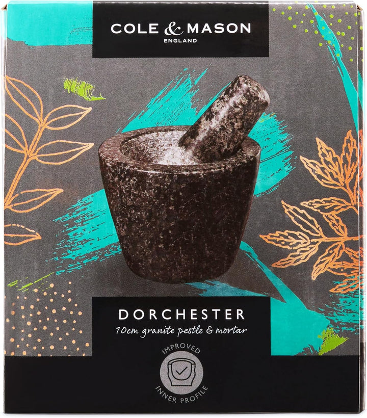 Cole & Mason Dorchester Mörser mit Stössel Klein 10 cm, natürlicher Granit, langlebiger Steinmörser