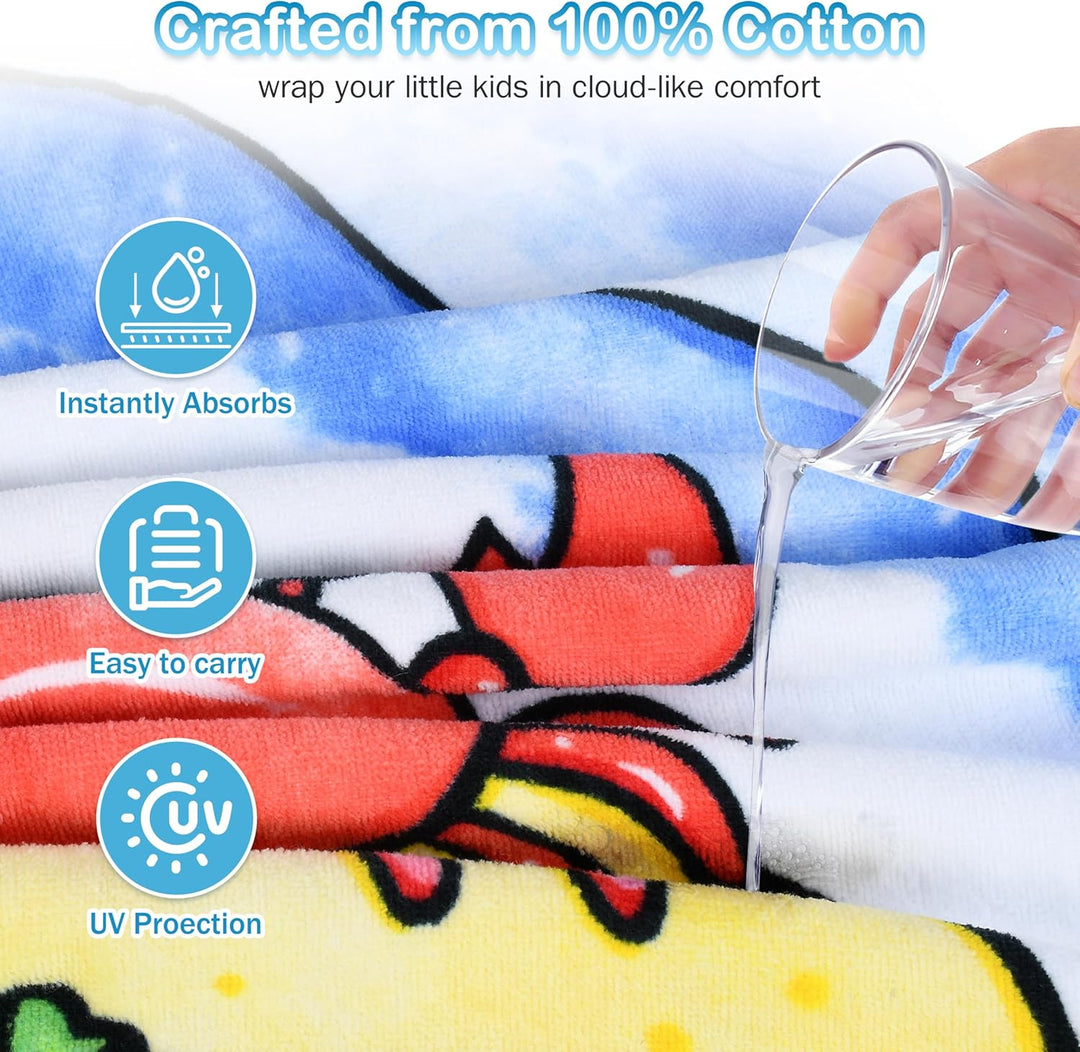 Kato Tirrinia 100% Baumwolle Badeponcho Strandtuch 90-120cm Kinder, Absorbierender Bademantel Badeha