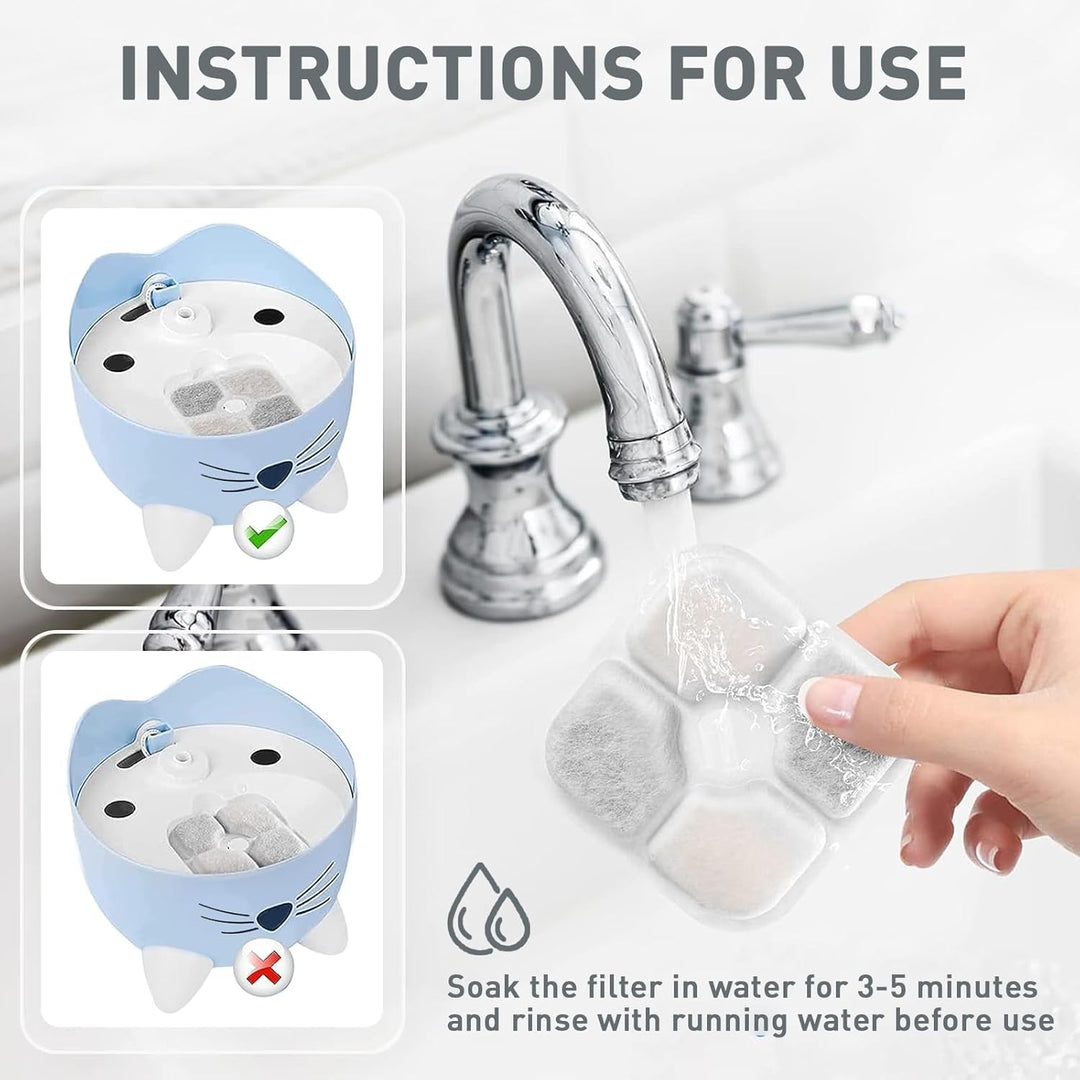 16 Stück Katzenbrunnen Filter für 2,5L Trinkbrunnen für Katze Ersatzfilter, Katzenbrunnenfilter mit