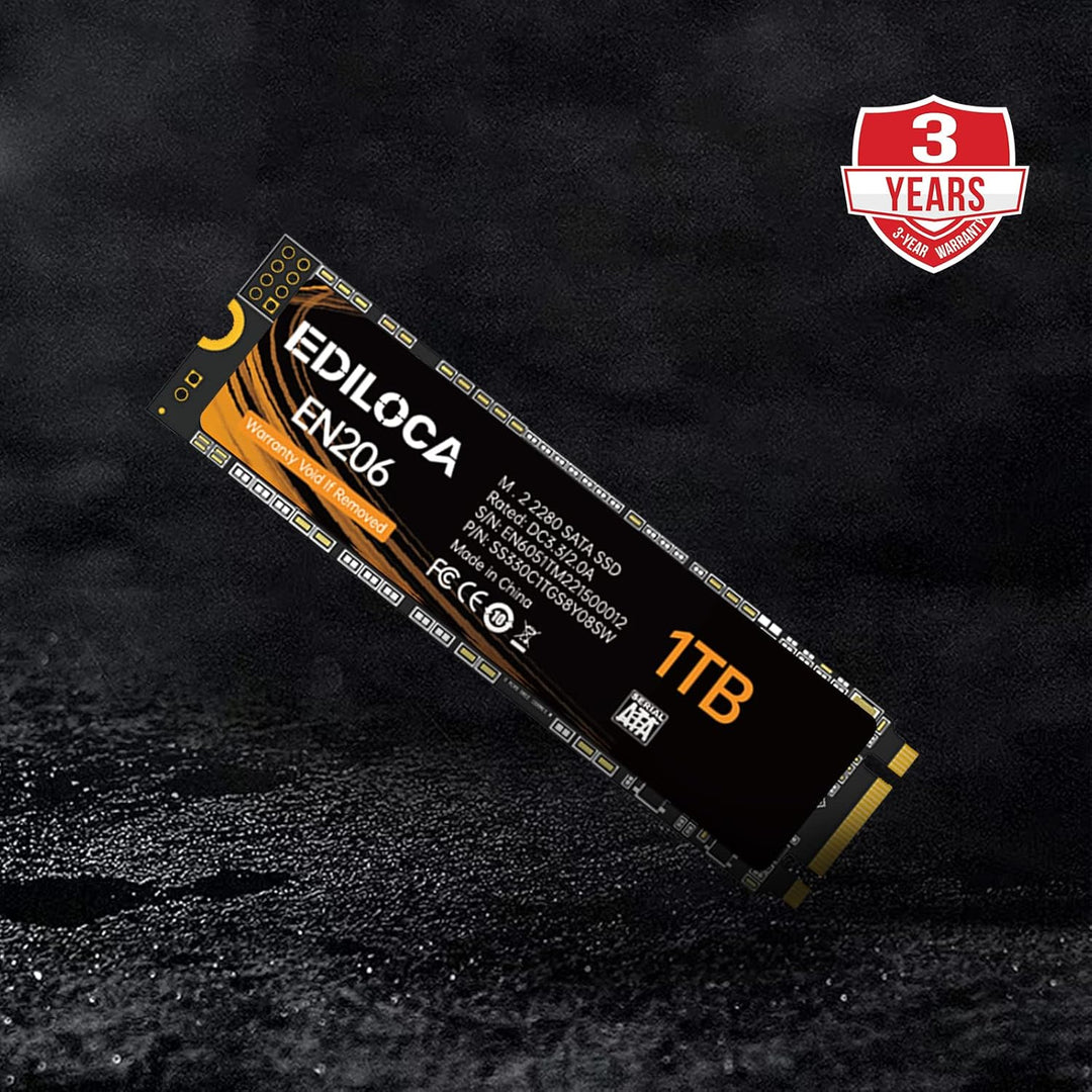 Ediloca 1TB M.2 SSD SATA III 6Gb/s, 3D NAND, Lesen bis zu 550MB/s, Schreiben bis zu 480MB/s, M.2 SAT