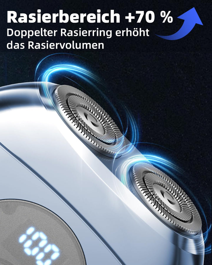 Mini Rasierer Herren Elektrisch, Nass- & Trockenrasierer, Portable Elektrorasierer Herren mit LED-An