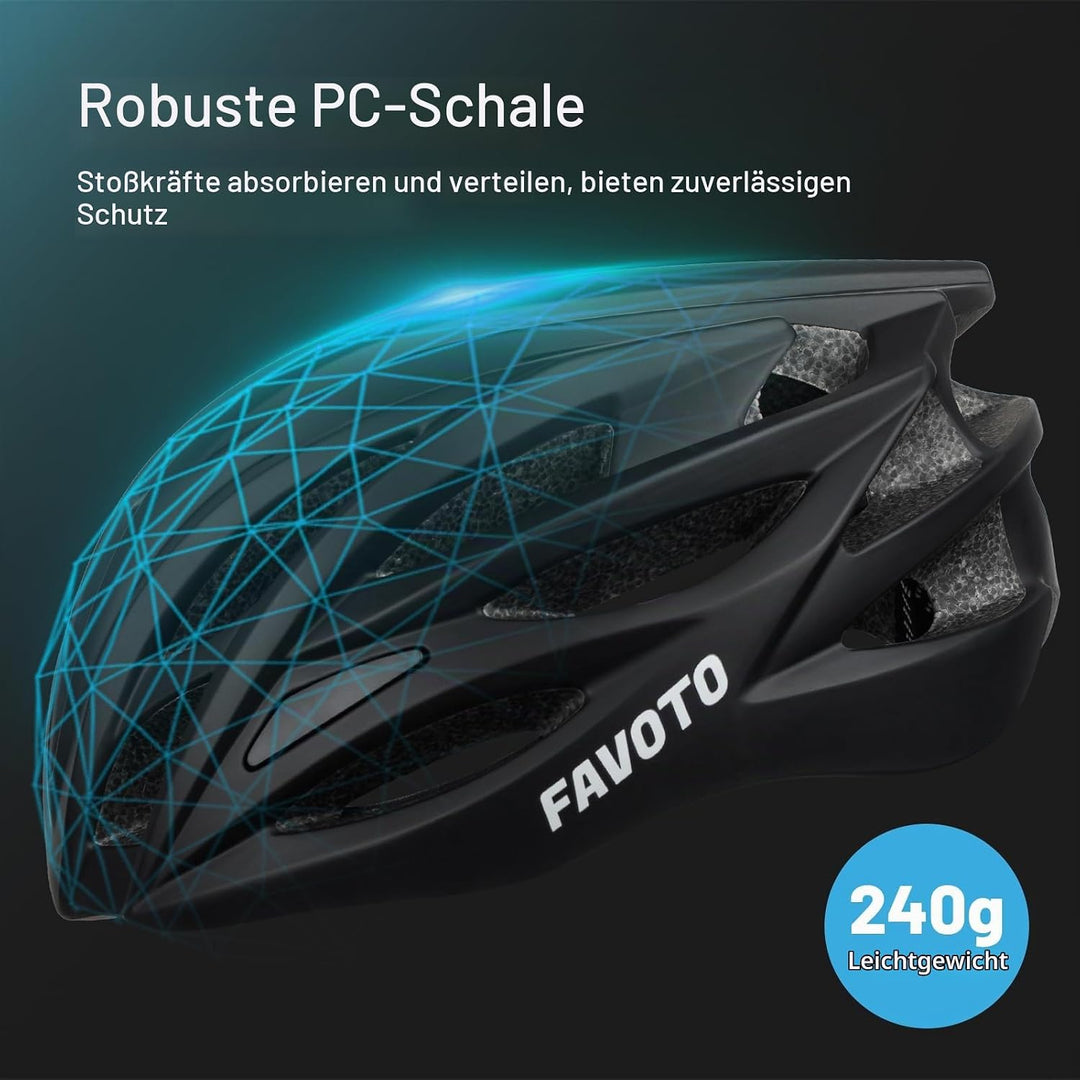 Favoto Fahrradhelm für Erwachsene Fahrrad Helmet mit Abnehmbarer Innenfutter Verstellbar Rennradhelm