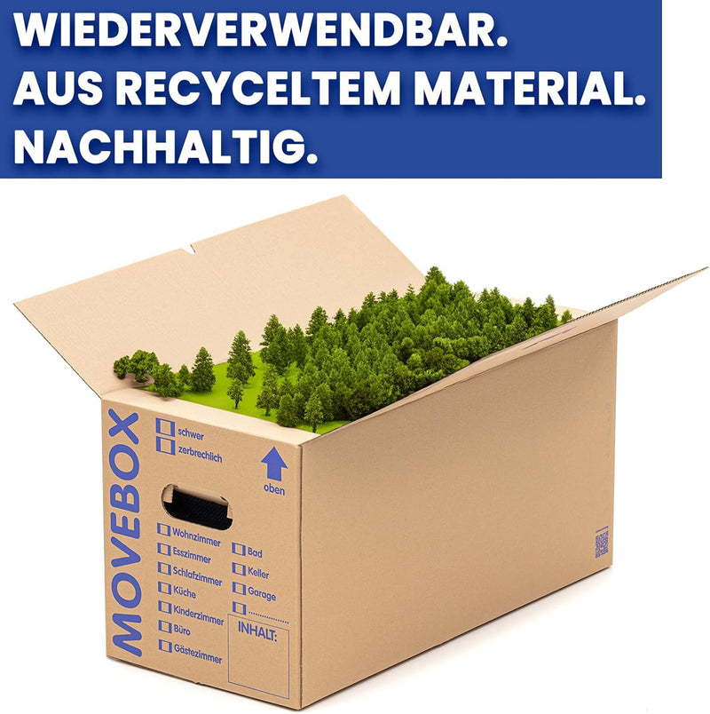 KK Verpackungen 25 x UMZUGSKARTONS ZWEIWELLIG - 634 x 290 x 326 mm - MOVEBOX - 2.20 EB Welle aus Pap