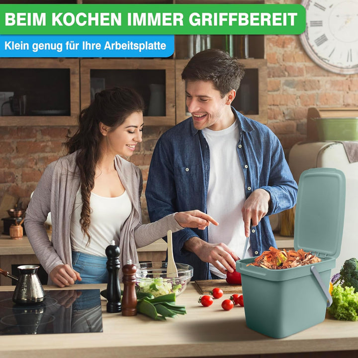 YourCasa Biomülleimer Küche - 6L Komposteimer Küche für alltäglichen Biomüll Behälter - Kompostbehäl