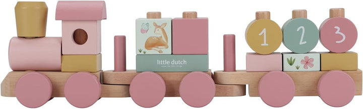 Little Dutch 7354 FSC Holz Eisenbahn Zug mit Steck-Formen - Fairy Garden rosa