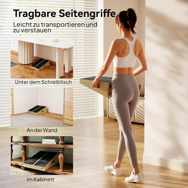 SPORTNOW 2-in-1 Schrägbrett aus Holz Slant Board mit 4 Winkeln Tragegriff, Sports Balance Board Vers