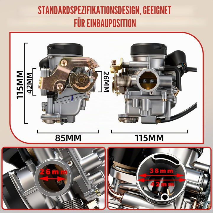 JFG RACING 26 mm CVK26 Vergaser Ersatz für ATV Scooter GY6 150 cc 200 cc 250 cc Motorrad Roller cvk2