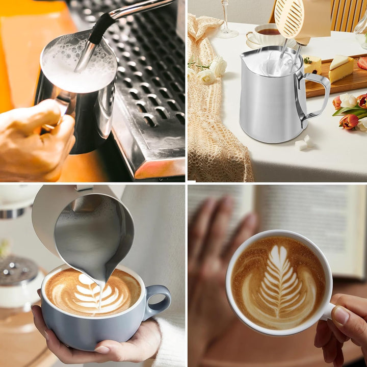Milchkännchen, 450 Ml, 304 Edelstahl, Milchaufschäumer, Kaffeekaraffe, Cappuccino, Milchaufschäumer,