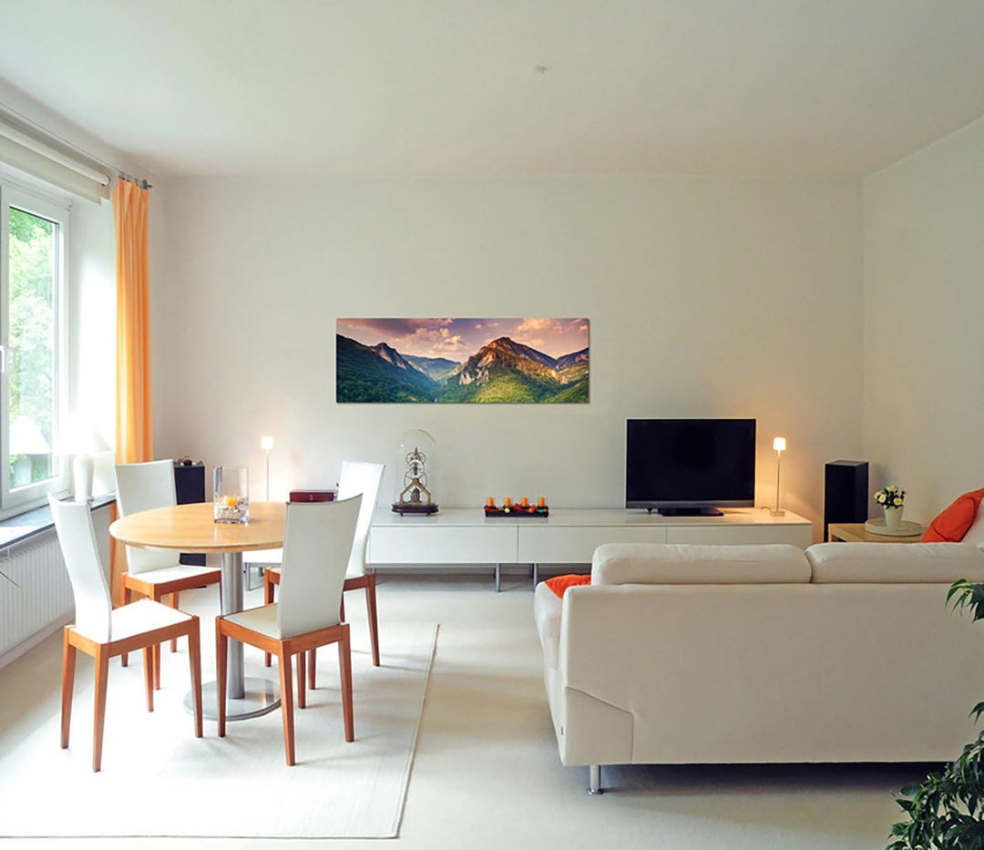 Paul Sinus Art Panoramabild auf Leinwand und Keilrahmen 150x50cm Montenegro Landschaft Gebirge Wald