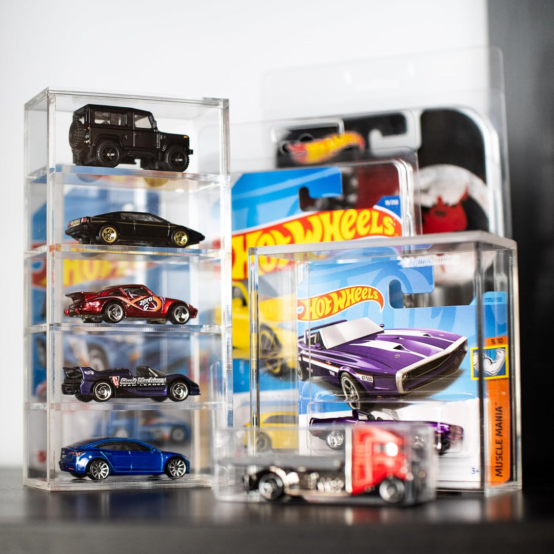 Friki Monkey Vitrine für Hot Wheels Loose mit 5 Höhen, Acrylvitrine für Hot Wheels, Vitrine für Auto