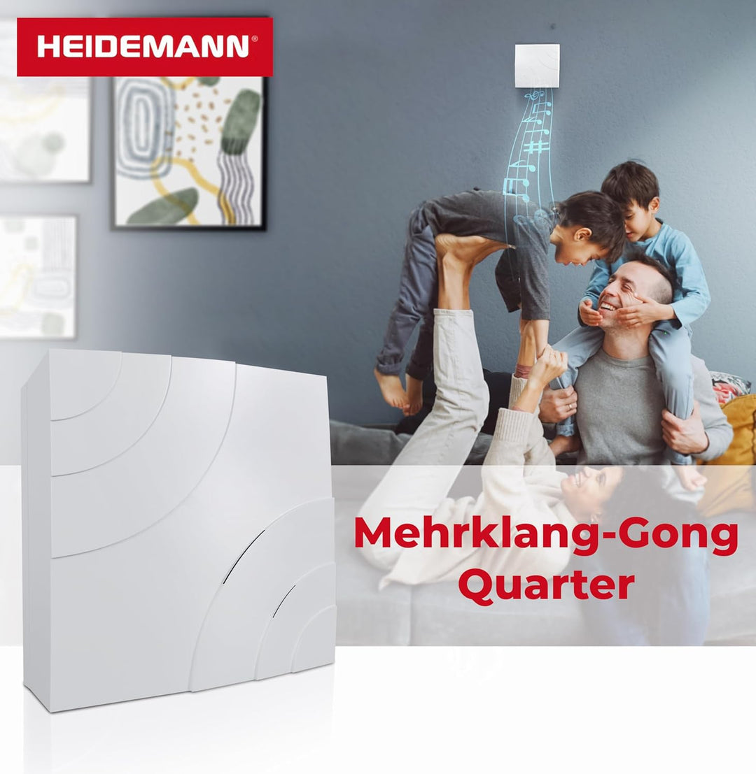 Heidemann Mehrklang-Gong Quarter (Empfänger, Lautstärke 85 dB, Farbe reinweiss, Türklingel, Gong) 70