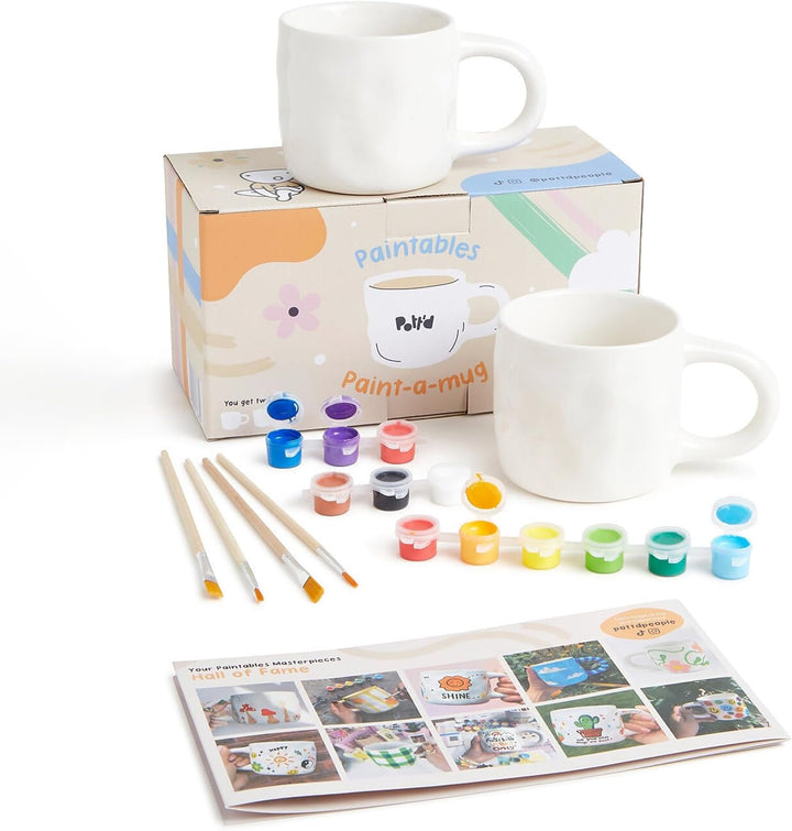 Pott'd Paintables Tasse Malset Einzel- oder Doppel-Keramik-Malset für Erwachsene Keramik Malset enth