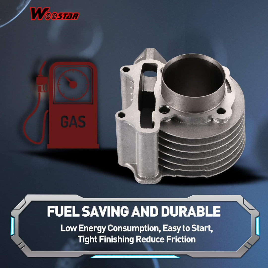 WOOSTAR 57.4mm Grosse Bohrung Zylinder Umbausatz mit Kolben Ersatz für GY6 4-Takt 125ccm 150ccm 157Q