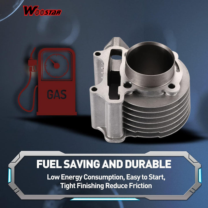 WOOSTAR 57.4mm Grosse Bohrung Zylinder Umbausatz mit Kolben Ersatz für GY6 4-Takt 125ccm 150ccm 157Q
