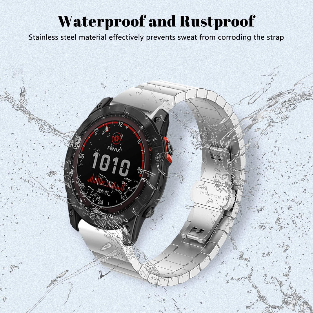 LanQii 26mm QuickFit Armband Kompatibel mit Garmin Fenix 7X Pro Solar/Fenix 7X/6X/Fenix 6X Pro, Edel