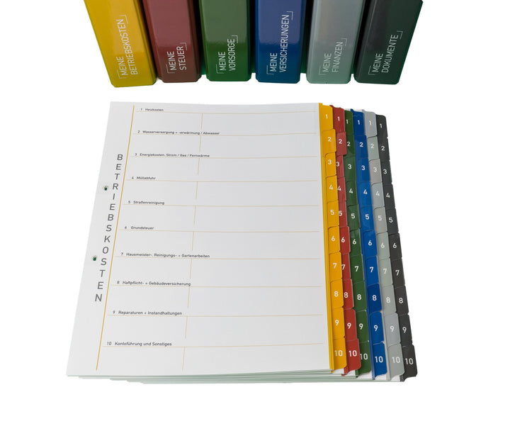6er-Pack Themenringbücher mit Register für Versicherungen/Steuern/Vorsorge/Finanzen/Dokumente/Betrie