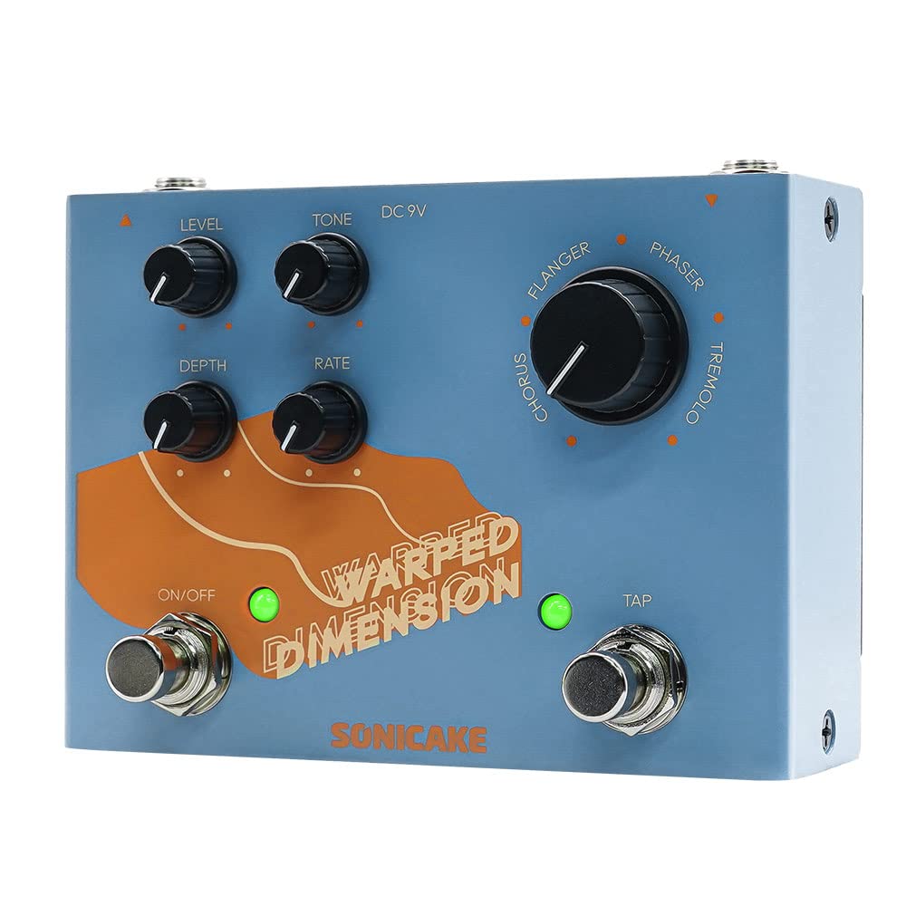 SONICAKE Modulations Gitarren Effektpedal 4 Modi von Chorus, Flanger, Phaser & Tremolo Digital Warpe