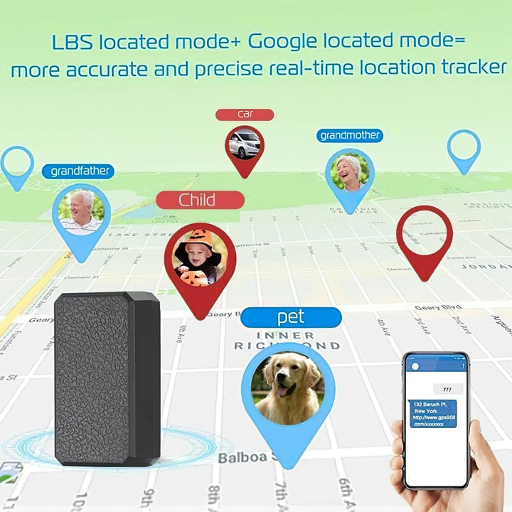 Winnes 4G Mini GPS Tracker Tragbarer GPS Tracker Ohne ABO Mit Geofence-Alarm und Kostenloser App,GPS