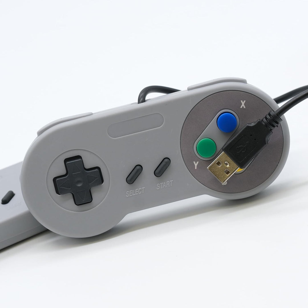 TRIXES 2x kabelgebundene USB-Controller – kompatibel mit SNES-Emulatoren – Retro Gaming Joypads Game