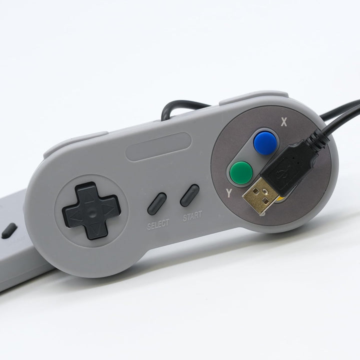 TRIXES 2x kabelgebundene USB-Controller – kompatibel mit SNES-Emulatoren – Retro Gaming Joypads Game