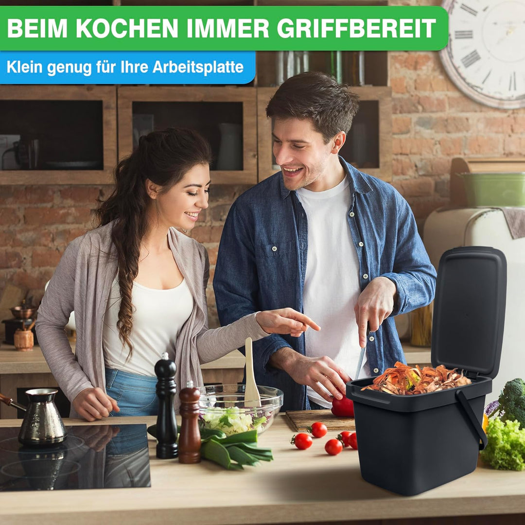 YourCasa 2 STK. Biomülleimer Küche - 6L Komposteimer für alltäglichen Biomüll - Mit Deckel und Wanda