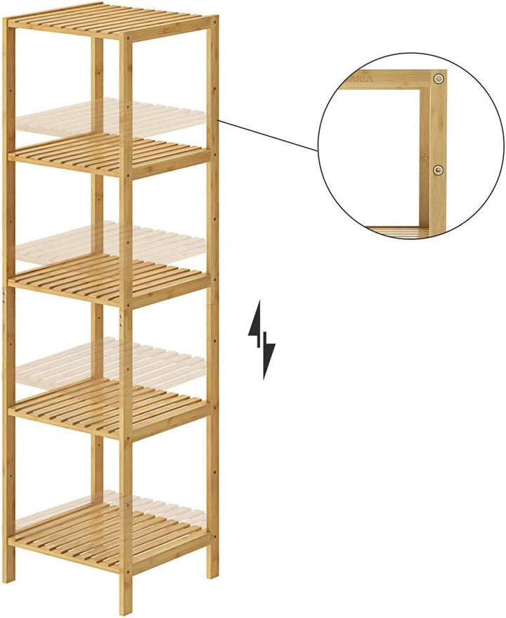 Casaria® Badezimmer Regal Bambus 5 Ablagen Belastbarkeit 40kg 140x33cm Bad Küche Kinderzimmer Wohnzi