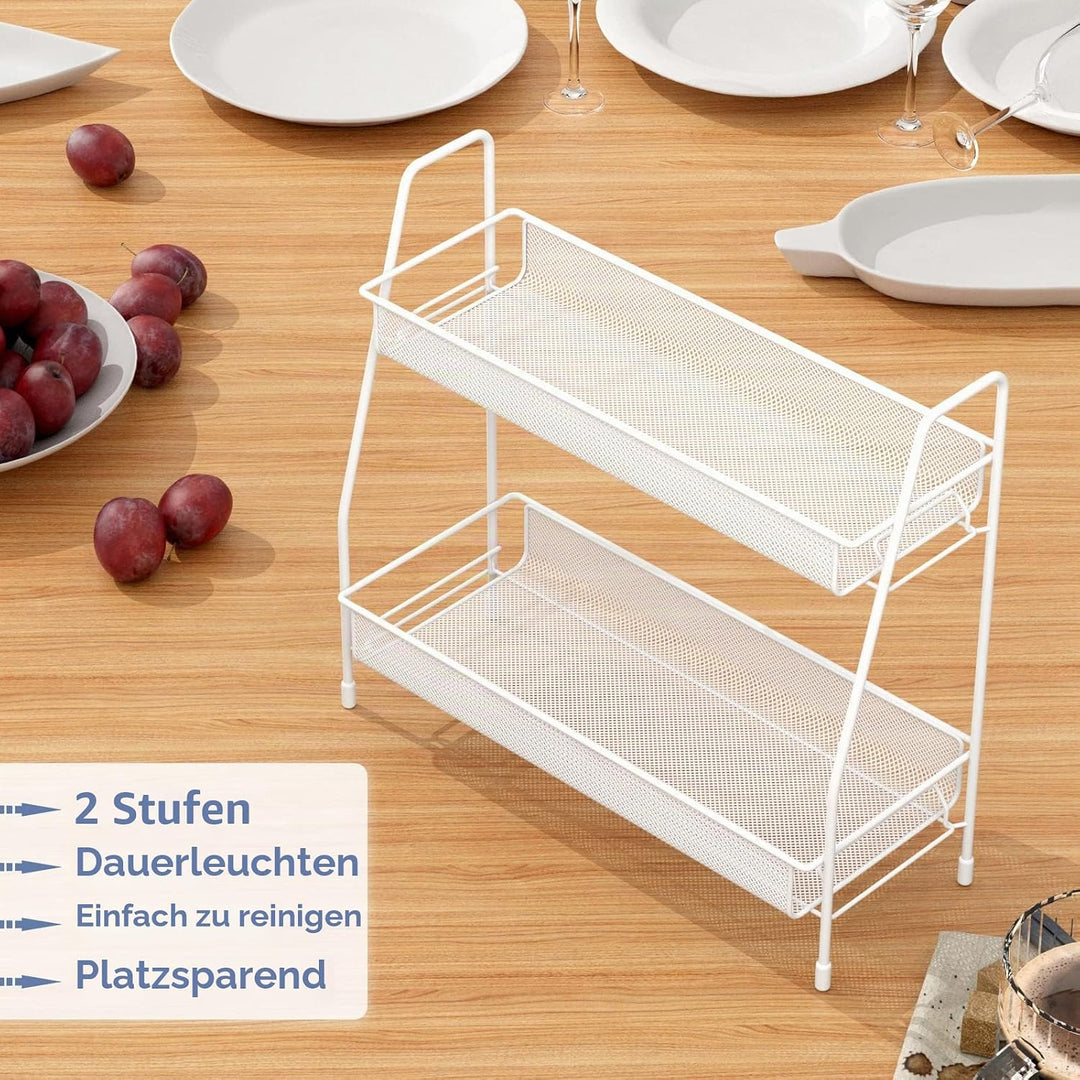 EKNITEY Badezimmer Organizer Aufbewahrung – 2 Tier Küchen Gewürzregal Bathroom Organizer for Vanity