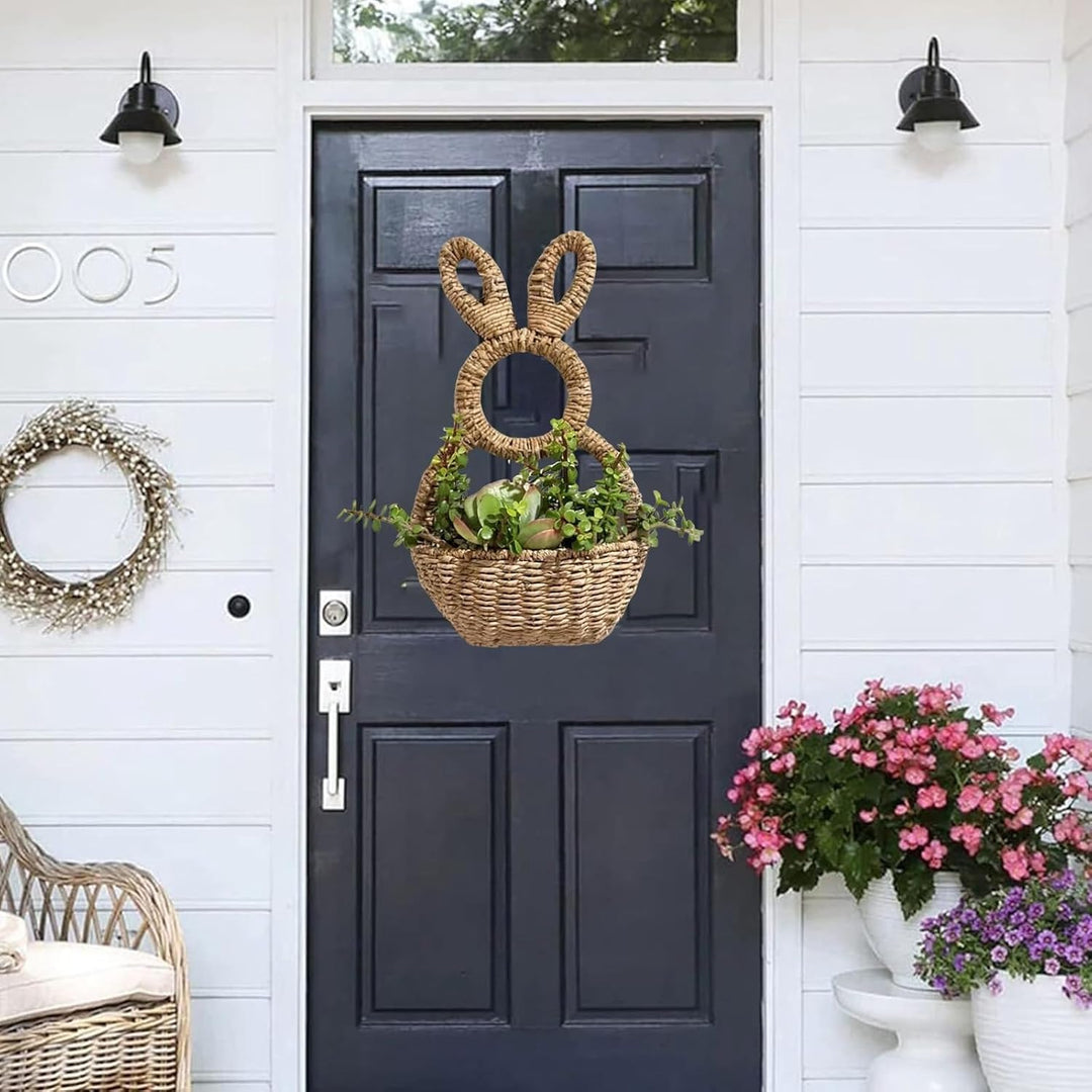 Bunny Basket Hanging Wall Pocket Spring Dekoration, Hängender Osterhase Ornament, Hase zum Aufhängen