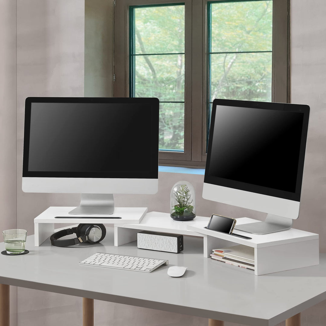 [en.casa] Monitorständer Vilppula Monitorerhöhung 79x27x10,5cm Bildschirmerhöhung mit Smartphone-Hal