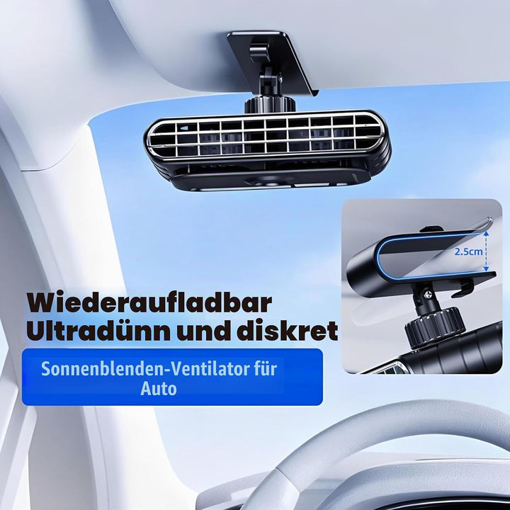 Auto-Sonnenblendenventilator, 5-Stufig Clip Ventilator für Auto-Sonnenschutz, mit 360° drehbarer Hal