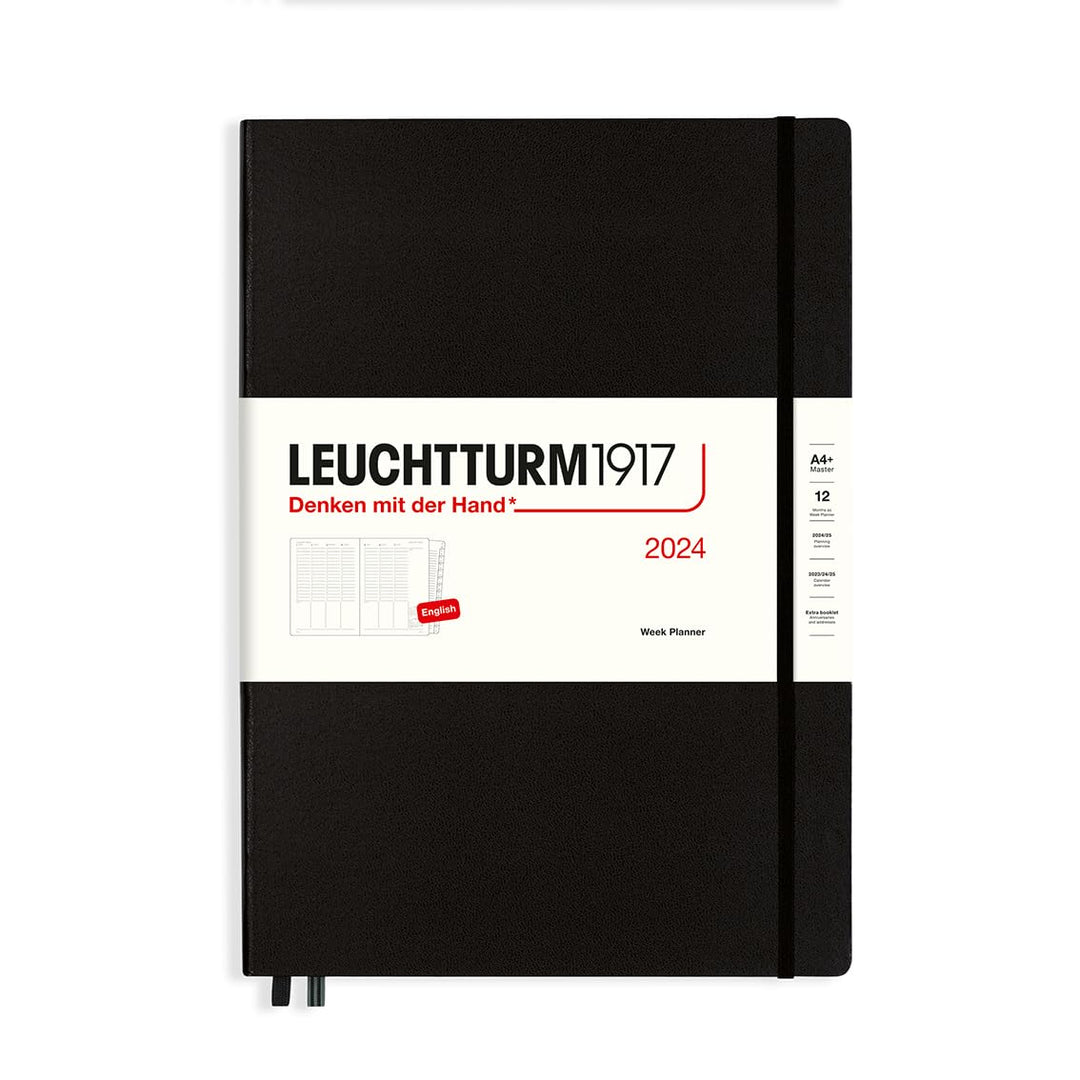 LEUCHTTURM1917 367822 Wochenplaner Master (A4+) 2024, 12 Monate, Schwarz, Englisch Schwarz Master (A