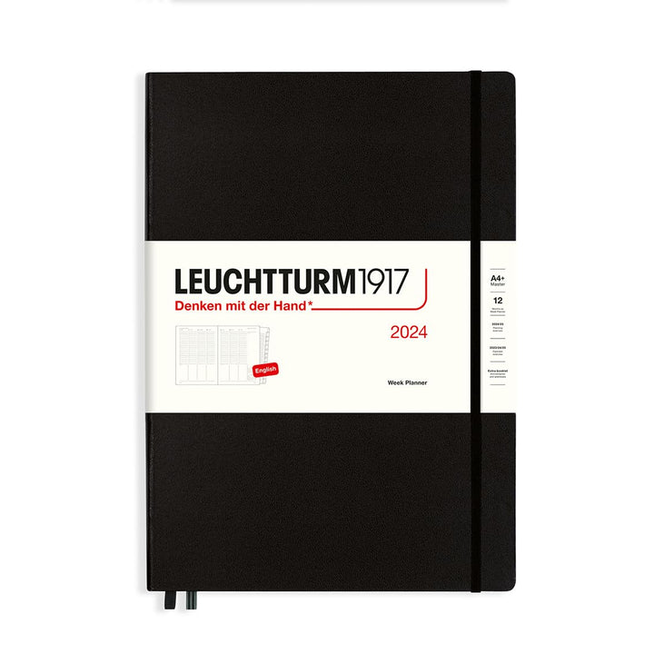 LEUCHTTURM1917 367822 Wochenplaner Master (A4+) 2024, 12 Monate, Schwarz, Englisch Schwarz Master (A